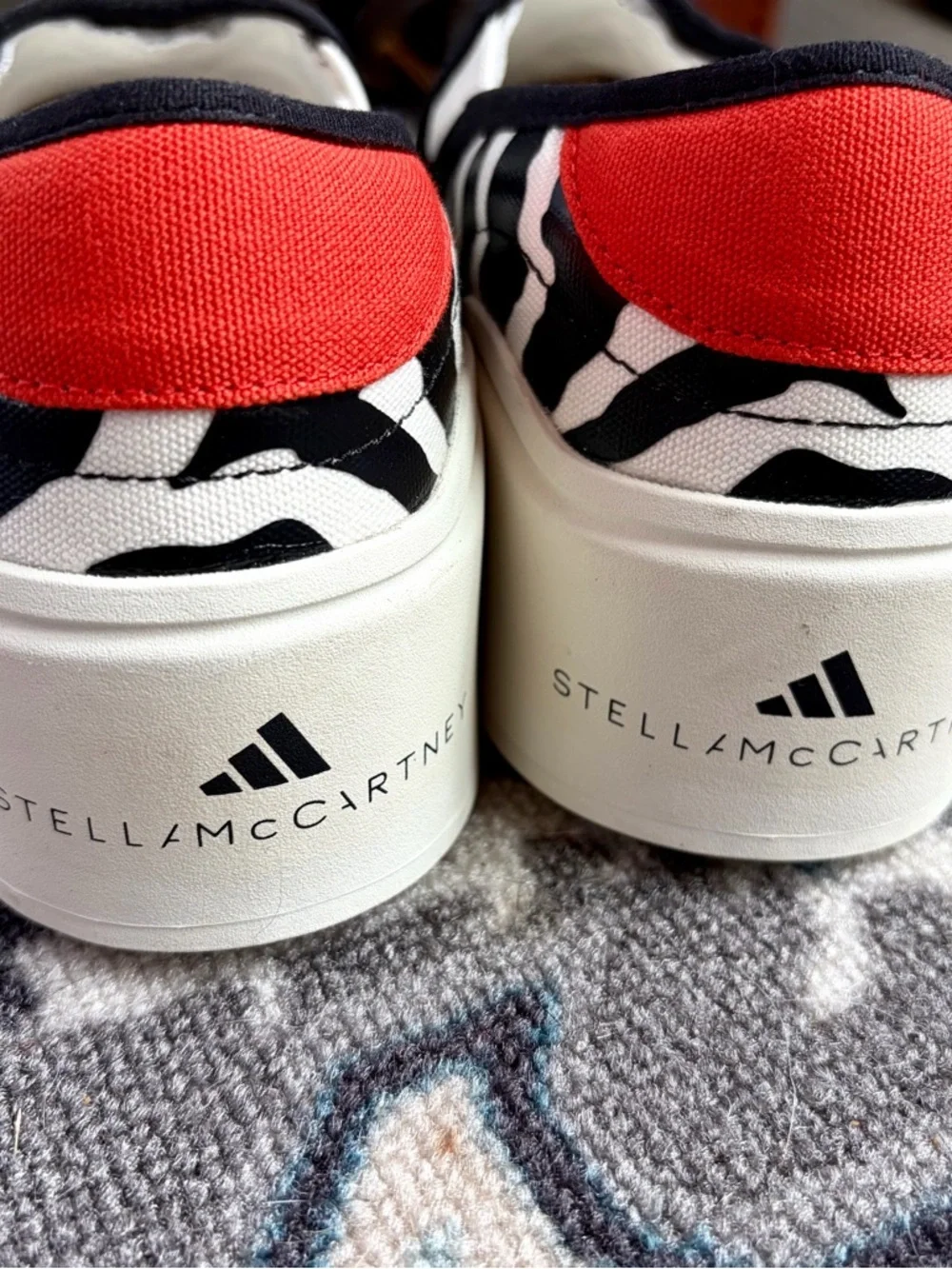 Adidas Stella McCartney Court Animal Print Slip On Shoes Women 10.5 Platform NWT - Picture 10 of 16